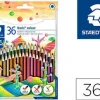 STAEDTLER NORIS COLOUR 185 PACK DE 36 LAPICES HEXAGONALES DE COLORES - FABRICADOS EN WOPEX - MUY RESISTENTES - MADERA DE FUENTES SOSTENIBLES - COLORES SURTIDOS