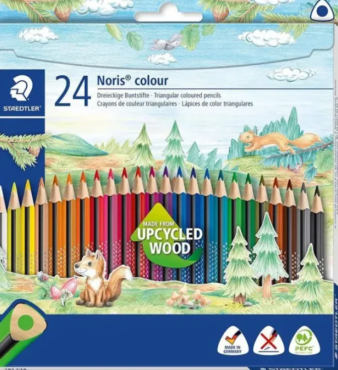 STAEDTLER NORIS COLOUR 187 PACK DE 24 LAPICES TRIANGULARES DE COLORES - RESISTENCIA A LA ROTURA - COLORES SURTIDOS