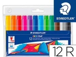 STAEDTLER NORIS WATERCOLOUR 341 PACK DE 12 ROTULADORES DE GRAN TAMAÑO - TRAZO 3MM APROX - LAVABLE FACILMENTE - TINTA BASE DE AGUA - COLORES SURTIDOS