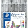 STAEDTLER PIGMENT LINER 308 PACK DE 6 ROTULADORES CALIBRADOS - TRAZO 0.5MM - SECADO RAPIDO - COLORES SURTIDOS