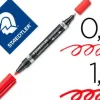 STAEDTLER ROTULADOR PERMANENTE LUMOCOLOR DUO ROJO PUNTA 0.6-1.5 MM CS43079