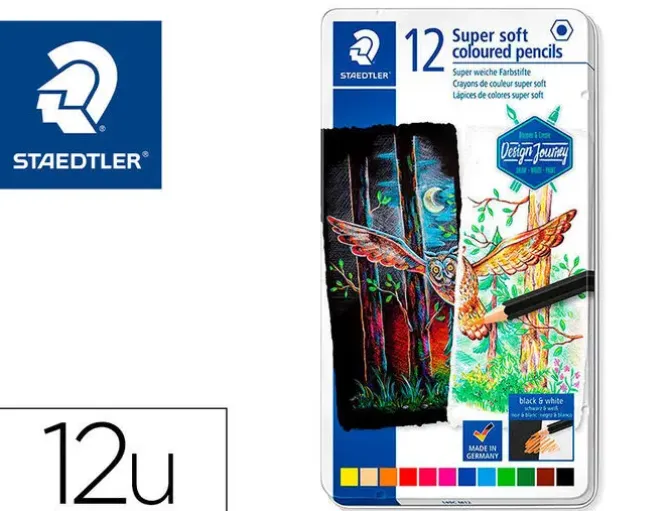 STAEDTLER SUPER SOFT 149C PACK DE 12 LAPICES DE COLORES - MINA EXTRA SUAVE - COLORES SURTIDOS