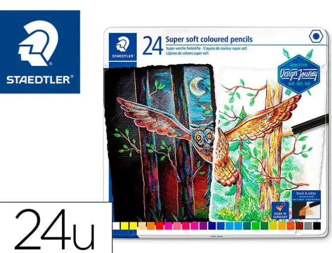 STAEDTLER SUPER SOFT 149C PACK DE 24 LAPICES DE COLORES - MINA EXTRA SUAVE - COLORES SURTIDOS