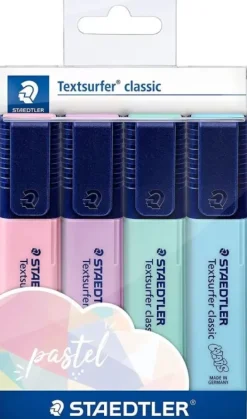 STAEDTLER TEXTSURFER CLASSIC 364 PACK DE 4 MARCADORES FLUORESCENTES - SECADO RAPIDO - TRAZO 1 - 5MM APROX - COLORES SURTIDOS