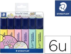 STAEDTLER TEXTSURFER CLASSIC 364 PACK DE 6 MARCADORES FLUORESCENTES - SECADO RAPIDO - TRAZO 1 - 5MM APROX - COLORES SURTIDOS