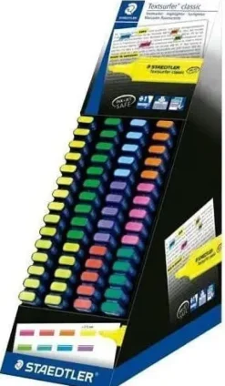 STAEDTLER TEXTSURFER CLASSIC 364 EXPOSITOR DE 60 MARCADORES FLUORESCENTES - PUNTA BISELADA 1 - 5 MM APROX - SECADO RAPIDO - COLORES SURTIDOS