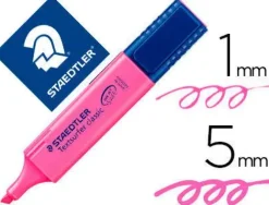STAEDTLER TEXTSURFER CLASSIC 364 MARCADOR FLUORESCENTE - PUNTA BISELADA - TRAZO ENTRE 1 - 5MM - TINTA CON BASE DE AGUA - COLOR ROSA