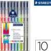STAEDTLER TRIPLUS COLOR 323 PACK DE 10 ROTULADORES DE PUNTA FINA - TRAZO DE 1MM APROX - TINTA BASE DE AGUA - COLORES SURTIDOS