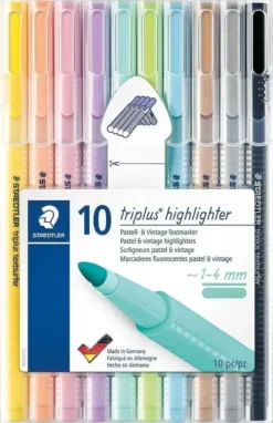 STAEDTLER TRIPLUS TEXTSURFER 362 PACK DE 10 MARCADORES FLUORESCENTES - TRAZO 1 - 4MM APROX - TINA BASE DE AGUA - COLORES SURTIDOS