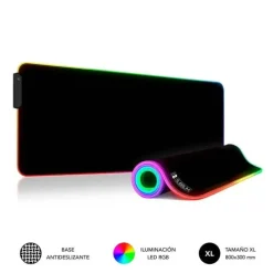 SUBBLIM ALFOMBRILLA LED RGB EXTRA GRANDE 800X300X4MM - ESPACIO HOLGADO PARA RATON Y TECLADO - 9 COLORES Y 3 EFECTOS DE ILUMINACION - BORDES COSIDOS DURADEROS - RESISTENTE AL AGUA - BASE ANTIDESLIZANTE
