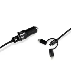 SUBBLIM CARGADOR DE COCHE DOBLE USB - LONGITUD 1M - CARGA RÁPIDA HASTA 2.400AMP/12W - EXTERIOR DE FIBRA DE NAILON RESISTENTE - COLOR NEGRO