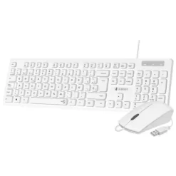SUBBLIM COMBO BUSINESS SLIM SILENCIOSO - TECLADO Y RATÓN - ERGONÓMICO Y RESISTENTE A SALPICADURAS - CONECTOR USB PLUG & PLAY - RATÓN CON PRECISIÓN DE 1200 DPI - COLOR BLANCO