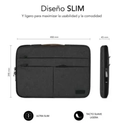 SUBBLIM FUNDA AIR PADDING 360 - 380X275X30 MM - PROTECCIÓN 360º CON AIR PADDING - MÚLTIPLES BOLSILLOS - RESISTENTE Y DURADERA - COLOR GRIS