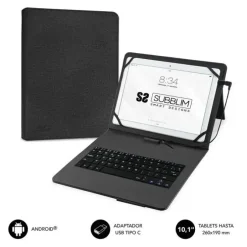SUBBLIM KEYTAB PRO USB - TECLADO CON FUNDA UNIVERSAL PARA TABLETS - COMODIDAD Y FLEXIBILIDAD AL ESCRIBIR - ANGULO IDEAL PARA ESCRIBIR O VER VIDEOS - ATRIL MAGNETICO - COLOR NEGRO