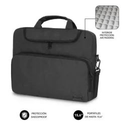 SUBBLIM MALETIN PARA PORTATILES DE HASTA 15.6 PULGADAS - PROTECCION AIR PADDING - RESISTENTE POLIESTER OXFORD - REPELENTE DE LIQUIDOS - COLOR NEGRO