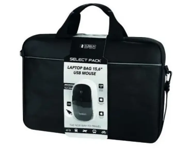 SUBBLIM MALETIN SELECT PACK PARA ORDENADORES DE HASTA 15.6 PULGADAS - RESISTENTE POLIESTER - INTERIOR ACOLCHADO Y REFORZADO - GRAN CAPACIDAD DE ALMACENAMIENTO - COLOR NEGRO