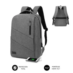 SUBBLIM MOCHILA CITY - PARA PORTATILES DE HASTA 15,6 - RESISTENTE AL AGUA - DISEÑO ACTUAL Y PRACTICO - CORREAS AJUSTABLES - COLOR GRIS