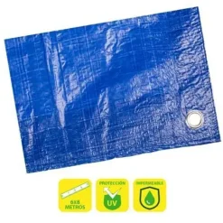 SUNGARDEN TOLDO / LONA CON OJALES DE METAL 6X8M - COLOR AZUL