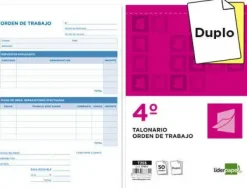 TALONARIO LIDERPAPEL ORDEN DE TRABAJO CUARTO ORIGINAL Y COPIA T255