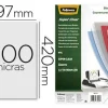 TAPA DE ENCUADERNACION FELLOWES DIN A3 PVC TRANSPARENTE CRISTAL 200 MICRAS PACK DE 100 UNIDADES