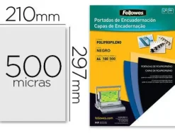 TAPA DE ENCUADERNACION FELLOWES DIN A4 POLIPROPILENO NEGRO 450 MICRAS PACK DE 100 UNIDADES