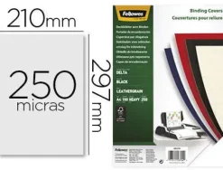 TAPA DE ENCUADERNACION FELLOWES DIN A4 CARTON SIMILPIEL CUERO NEGRO DELTA 250 GR PACK DE 100 UNIDADES