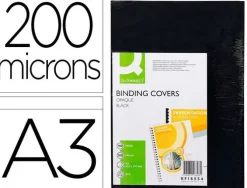 TAPA DE ENCUADERNACION Q-CONNECT PVC DIN A3 OPACA NEGRA 200 MC CAJA DE 100 UNIDADES