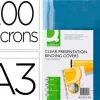 TAPA DE ENCUADERNACION Q-CONNECT PVC DIN A3 INCOLORA 200 MC CAJA DE 100 UNIDADES
