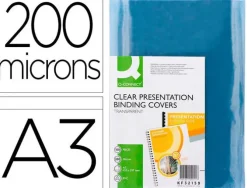 TAPA DE ENCUADERNACION Q-CONNECT PVC DIN A3 INCOLORA 200 MC CAJA DE 100 UNIDADES