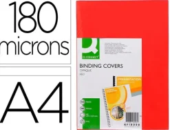 TAPA DE ENCUADERNACION Q-CONNECT PVC DIN A4 OPACA ROJO 180 MICRAS CAJA DE 100 UNIDADES