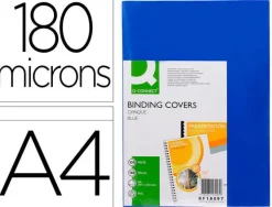 TAPA DE ENCUADERNACION Q-CONNECT PVC DIN A4 OPACA AZUL 180 MICRAS CAJA DE 100 UNIDADES
