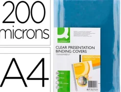 TAPA DE ENCUADERNACION Q-CONNECT PVC DIN A4 INCOLORA 200 MC PAQUETE DE 100 UNIDADES