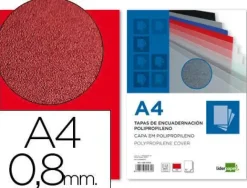 TAPA ENCUADERNACION LIDERPAPEL POLIPROPILENO A4 0.8MM ROJO OPACO PAQUETE DE 50UNIDADES