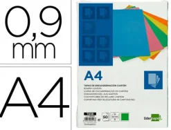 TAPA ENCUADERNACION LIDERPAPEL CARTON A4 0,9MM VERDE FLUOR PAQUETE DE 50 UNIDADES