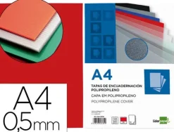 TAPA ENCUADERNACION LIDERPAPEL POLIPROPILENO A4 0.5 MM ROJO TRANSLUCIDO PAQUETE DE 100 UNIDADES