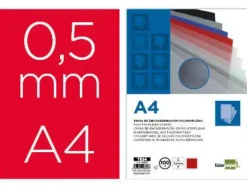 TAPA ENCUADERNACION LIDERPAPEL POLIPROPILENO A4 0.5MM ROJO OPACO PAQUETE DE 100 UNIDADES