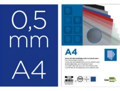 TAPA ENCUADERNACION LIDERPAPEL POLIPROPILENO A4 0.5MM AZUL OPACO PAQUETE DE 100 UNIDADES