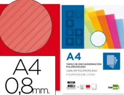 TAPA ENCUADERNACION LIDERPAPEL POLIPROPILENO ONDULADO A4 0.8 MM ROJO PAQUETE DE 50 UNIDADES