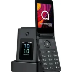 TCL ONE TOUCH 4043 TELEFONO MOVIL PANTALLA PRINCIPAL 3.2, SECUNDARIA 1.77 BLUETOOTH 5.0 - CAMARA 2MP - BASE DE CARGA - COLOR GRIS OSCURO