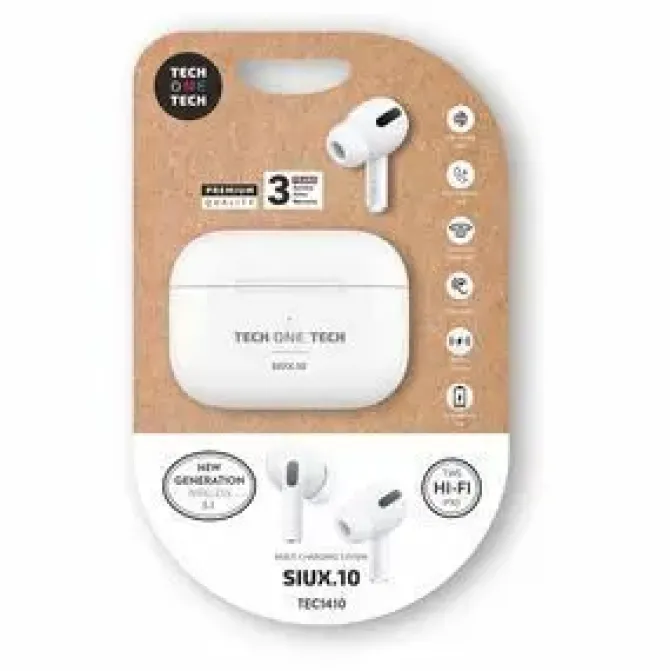 TECHONETECH AURICULARES INALAMBRICOS BLUETOOTH TWS - HASTA 30H DE REPRODUCCION - IPX5 - COLOR BLANCO