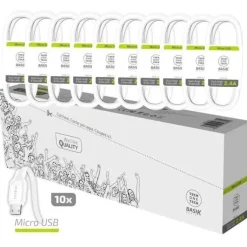 TECHONETECH BASIK PACK DE 10 CABLES USB MACHO - MICROUSB MACHO - LONGITUD 1M