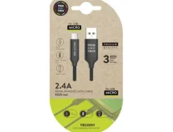 TECHONETECH CABLE USB-A MACHO A MICRO-USB MACHO 1M - RECUBIERTO DE NYLON TRENZADO