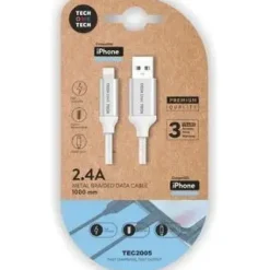 TECHONETECH CABLE USB-A MACHO A LIGHTNING MACHO 1M - RECUBIERTO DE NYLON TRENZADO