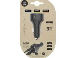 TECHONETECH CARGADOR DOBLE DE COCHE USB-A - ALTO RENDIMIENTO