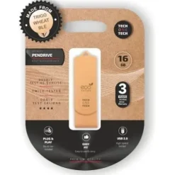 TECHONETECH ECOTECH MEMORIA USB 2.0 16GB (PENDRIVE) - FABRICADO CON PAJA DE TRIGO