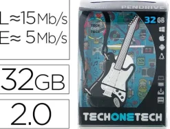 TECHONETECH GUITARRA BLACK & WHITE MEMORIA USB 2.0 32GB (PENDRIVE)