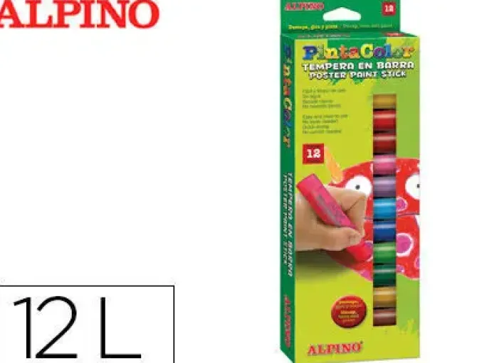TEMPERA EN BARRA ALPINO PINTACOLOR CAJA DE 12 COLORES SURTIDOS