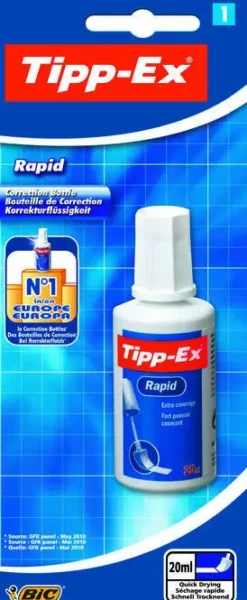TIPP-EX RAPID LIQUIDO CORRECTOR 20ML - FORMULA DE SECADO RAPIDO - APLICADOR DE ESPUMA