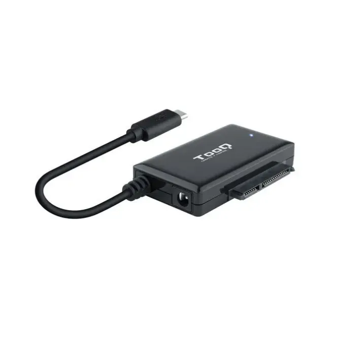 TOOQ ADAPTADOR USB 3.0 USB-C A SATA PARA DISCOS DUROS DE 2.5? Y 3.5? CON ALIMENTADOR - COLOR NEGRO