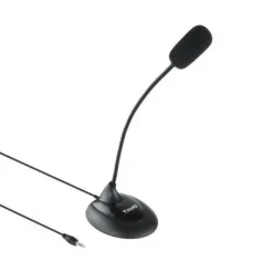 TOOQ MICROFONO DE ESCRITORIO FLEXIBLE OMNIDIRECCIONAL - INTERRUPTOR ON/OFF - CABLE DE 2M - JACK 3.5MM - COLOR NEGRO